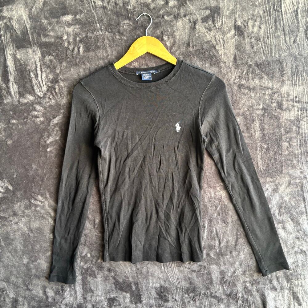Ralph Lauren Sport Womens Black Polo Pony Logo Crew Neck Long Sleeve T-Shirt S